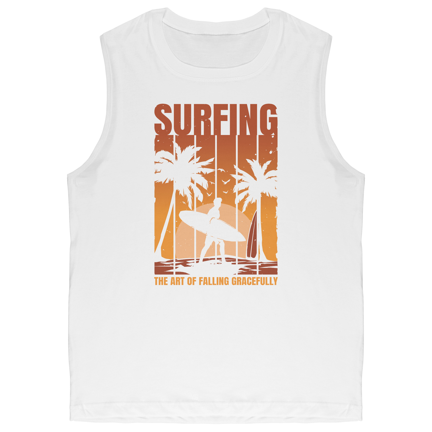 Surfing The Art Of Falling Gracefully - Funny Vintage Sunset Surfing Surfer Tank Top