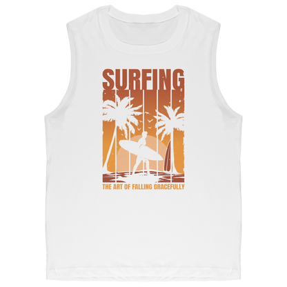 Surfing The Art Of Falling Gracefully - Funny Vintage Sunset Surfing Surfer Tank Top