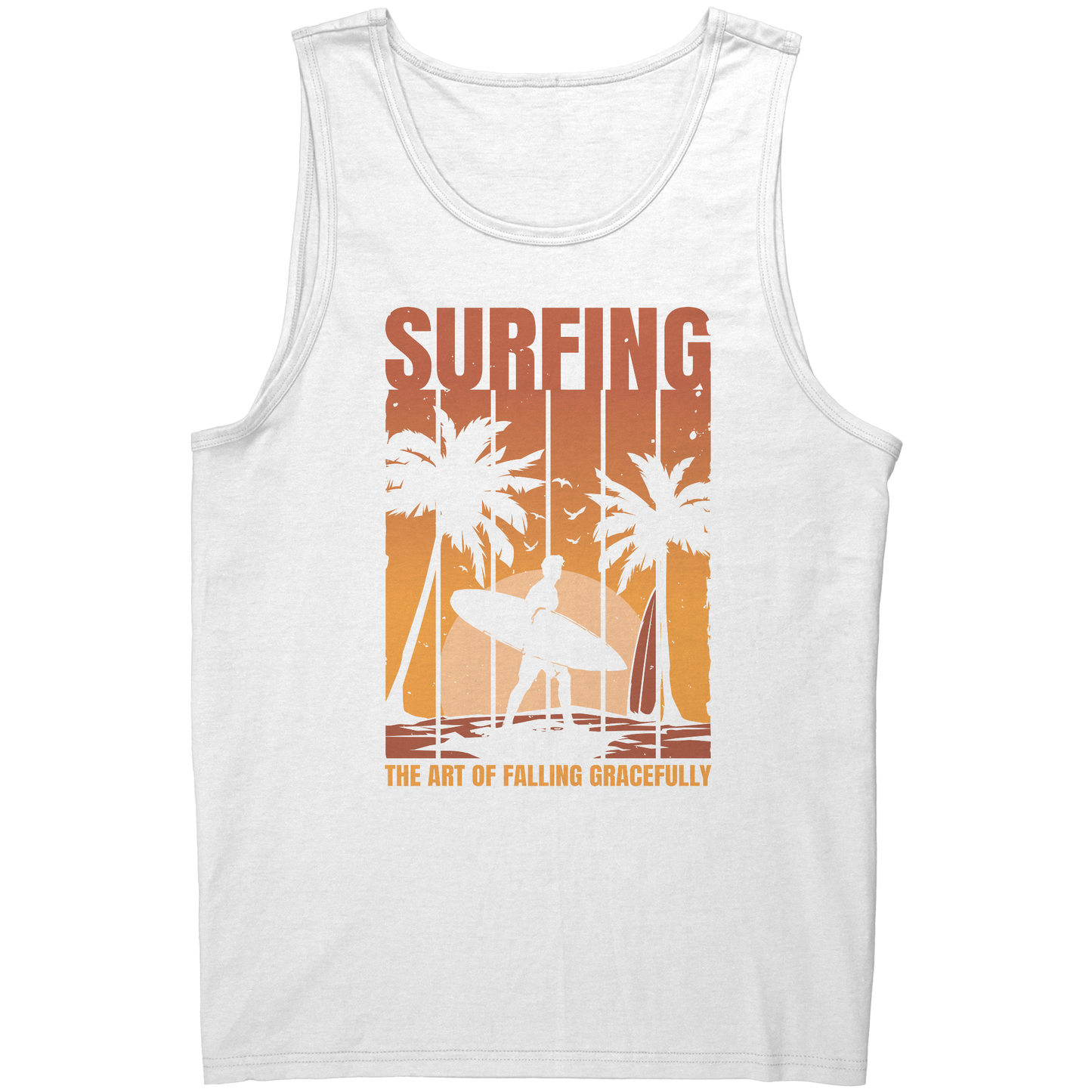 Surfing The Art Of Falling Gracefully - Funny Vintage Sunset Surfing Surfer Tank Top