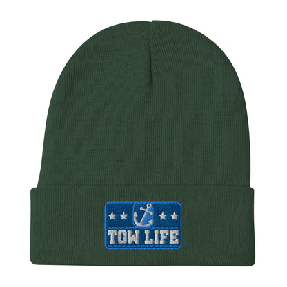 TOW LIFE - Merchant Mariner Towboater Anchor | Knit Beanie Hat