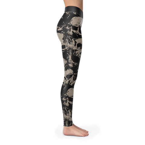 Grungy Skull Head Leggings - Towboater Apparel Gift For Towboaters Wife, Spouse, Girlfriend