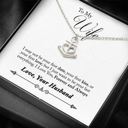 To My Beautiful Wife River Life Anchor Heart Necklace Gift