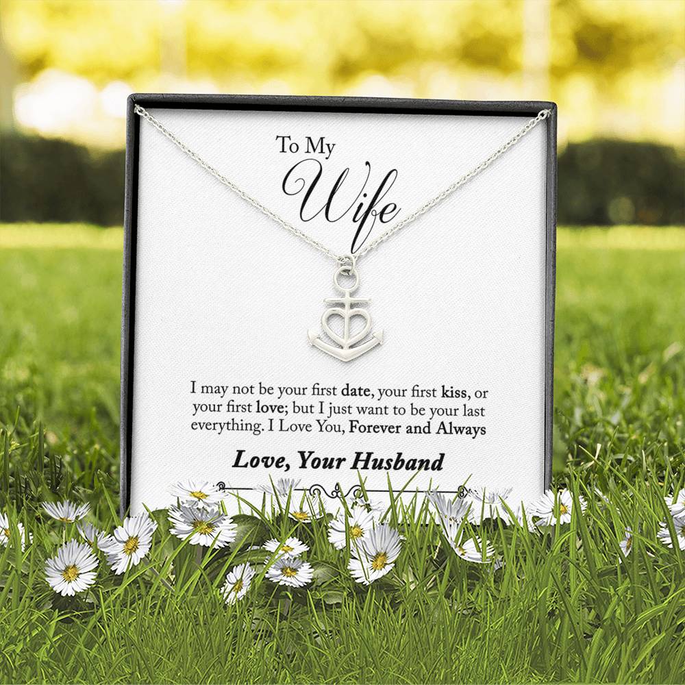 To My Beautiful Wife River Life Anchor Heart Necklace Gift