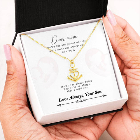 To My Beautiful Loving Mom Anchor Heart River Life Necklace