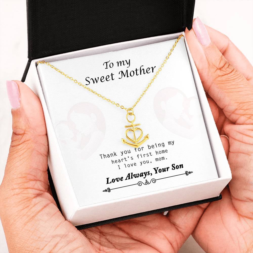 To My Sweet Mother Anchor Heart River Life Necklace