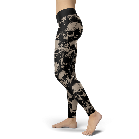 Grungy Skull Head Leggings - Towboater Apparel