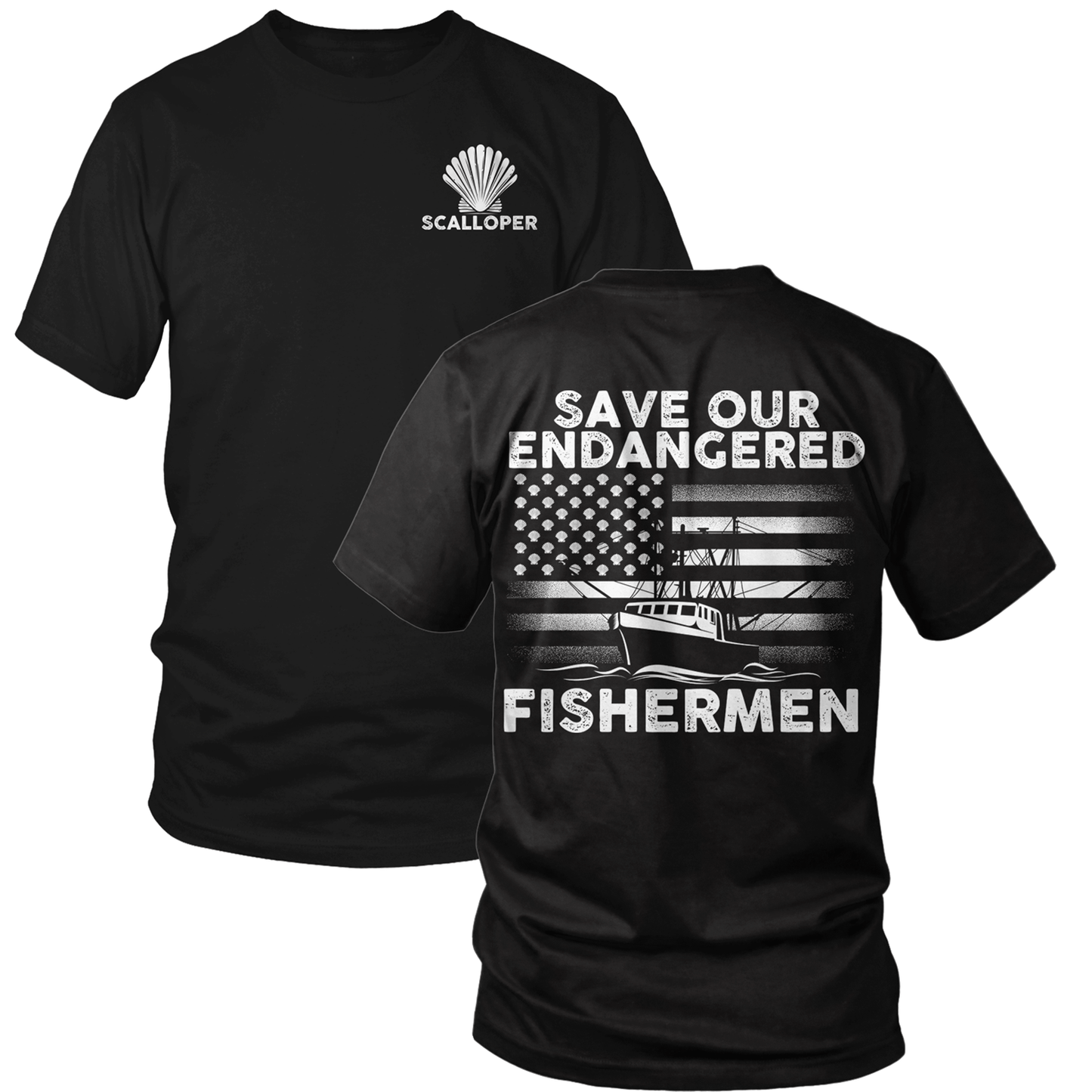Scallopers Tee - Save Our Endangered Fishermen