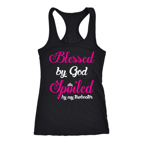 Blessed By God Spoiled By My Towboater Tank Top -  Gift For Towboater Wives, Spouse, Girlfriend
