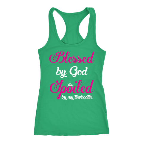 Blessed By God Spoiled By My Towboater Tank Top -  Gift For Towboater Wives, Spouse, Girlfriend