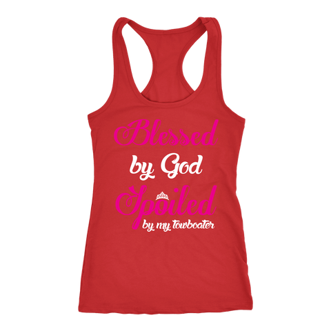 Blessed By God Spoiled By My Towboater Tank Top -  Gift For Towboater Wives, Spouse, Girlfriend