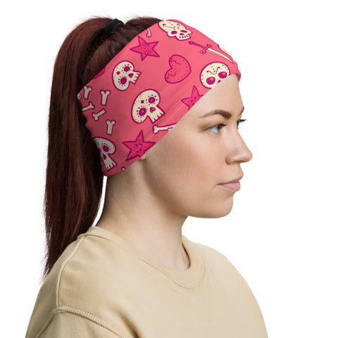 Towboater's Spouse Accessories Neck Gaiter Sugar Skull Pink