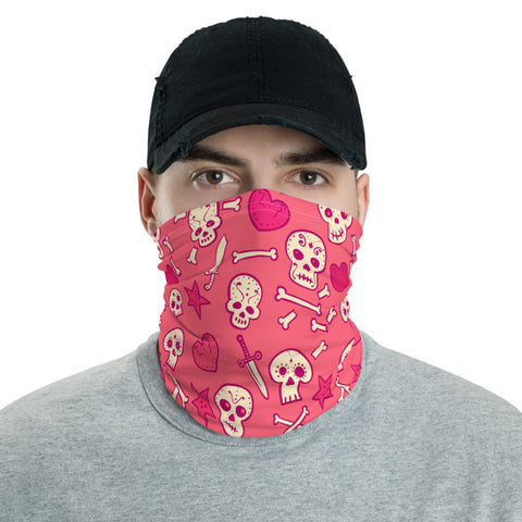 Towboater's Spouse Accessories Neck Gaiter Sugar Skull Pink