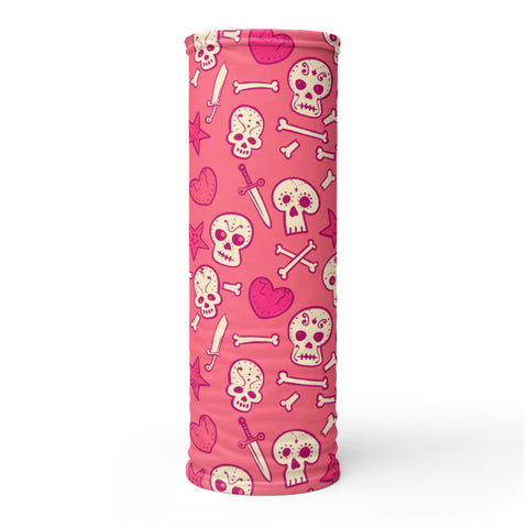 Towboater's Spouse Accessories Neck Gaiter Sugar Skull Pink
