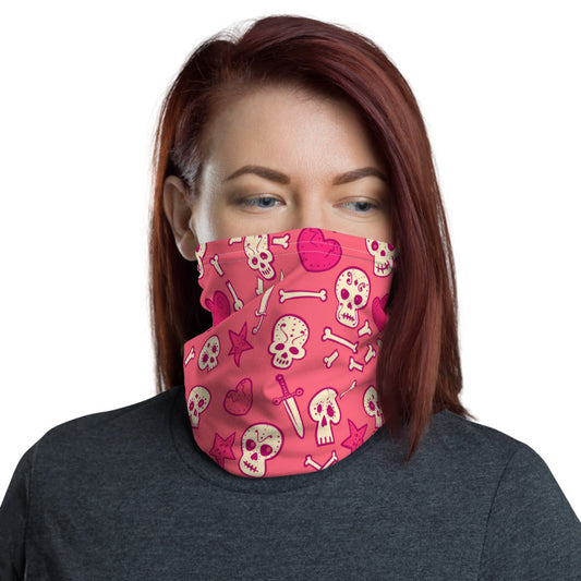 Towboater's Spouse Accessories Neck Gaiter Sugar Skull Pink