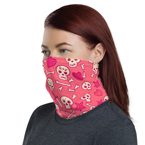 Towboater's Spouse Accessories Neck Gaiter Sugar Skull Pink