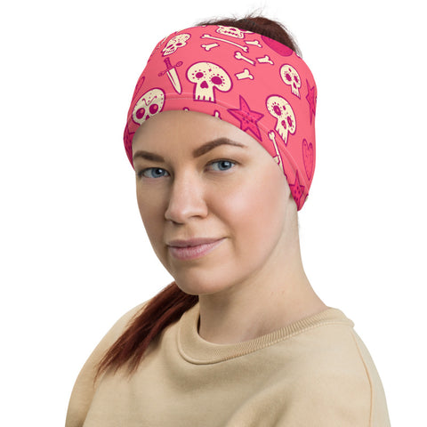 Towboater's Spouse Accessories Neck Gaiter Sugar Skull Pink