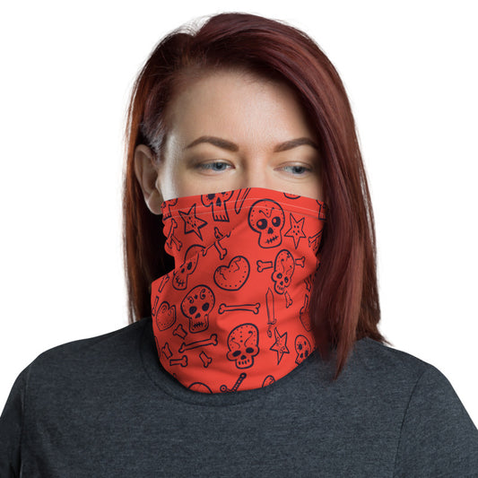 Towboater's Spouse Accessories Neck Gaiter Sugar Skull Red