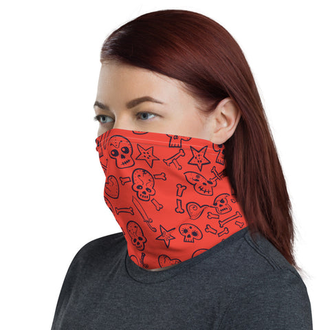 Towboater's Spouse Accessories Neck Gaiter Sugar Skull Red