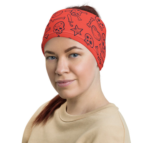 Towboater's Spouse Accessories Neck Gaiter Sugar Skull Red