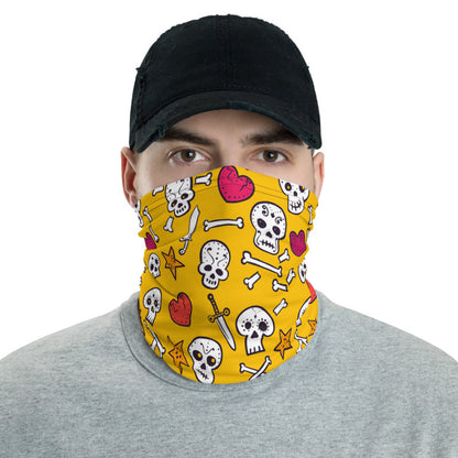 Towboater's Spouse Accessories Neck Gaiter Sugar Skull Yellow