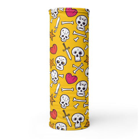 Towboater's Spouse Accessories Neck Gaiter Sugar Skull Yellow