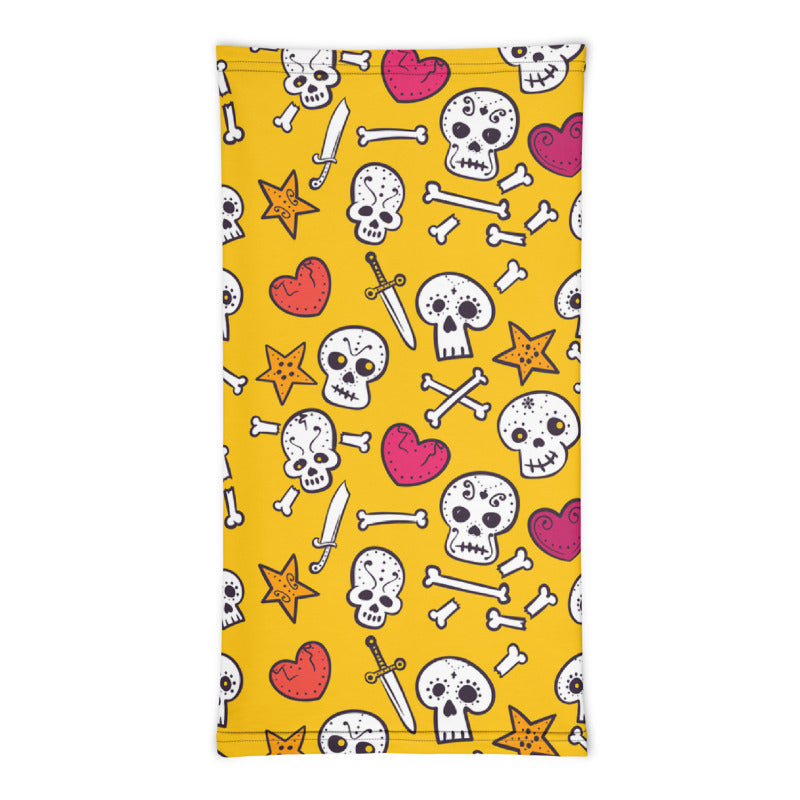 Towboater's Spouse Accessories Neck Gaiter Sugar Skull Yellow