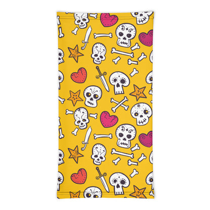 Towboater's Spouse Accessories Neck Gaiter Sugar Skull Yellow