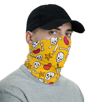 Towboater's Spouse Accessories Neck Gaiter Sugar Skull Yellow