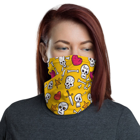 Towboater's Spouse Accessories Neck Gaiter Sugar Skull Yellow