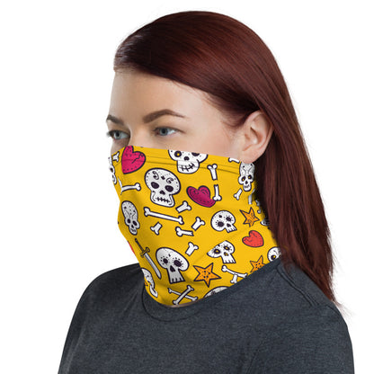 Towboater's Spouse Accessories Neck Gaiter Sugar Skull Yellow