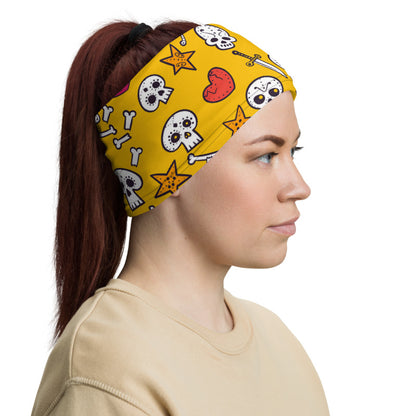 Towboater's Spouse Accessories Neck Gaiter Sugar Skull Yellow