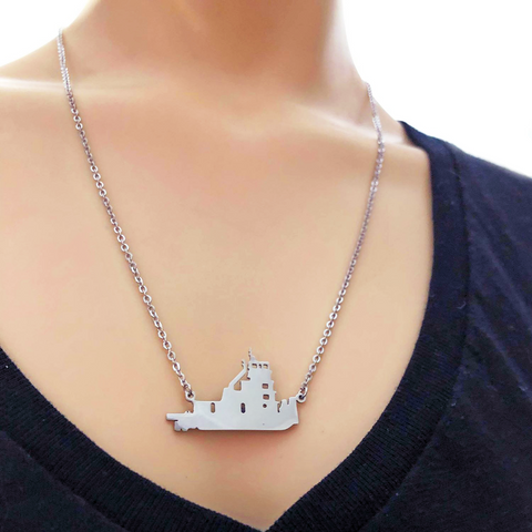 Beautiful Silver -  Towboat Necklace - Towboater's Wife Necklace