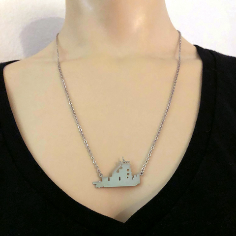 Beautiful Silver -  Towboat Necklace - Towboater's Wife Necklace